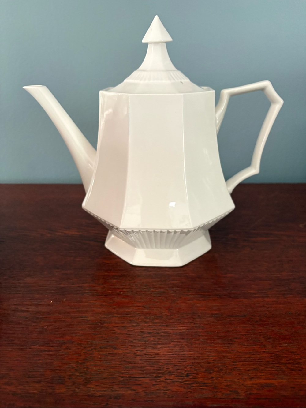 Vintage Independence Ironstone white Porcelain Teapot From Japan Faceted Design